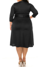 Load image into Gallery viewer, Plus size, solid faux wrap dress
