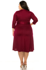 Load image into Gallery viewer, Plus size, solid faux wrap dress
