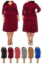 Load image into Gallery viewer, Plus size, solid faux wrap dress
