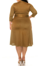 Load image into Gallery viewer, Plus size, solid faux wrap dress
