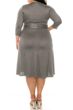 Load image into Gallery viewer, Plus size, solid faux wrap dress
