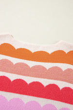 Load image into Gallery viewer, Rose Red Wave Striped Balloon Sleeve Drop Shoulder Sweater - Telah&#39;s Boutique
