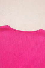 Load image into Gallery viewer, Rose Red Striped Textured Tiered Pop of Color Neckline Dress - Telah&#39;s Boutique
