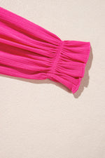 Load image into Gallery viewer, Rose Red Striped Textured Tiered Pop of Color Neckline Dress - Telah&#39;s Boutique

