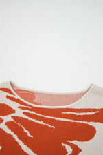 Load image into Gallery viewer, Beige Flower Pattern Drop Sleeve Baggy Sweater - Telah&#39;s Boutique
