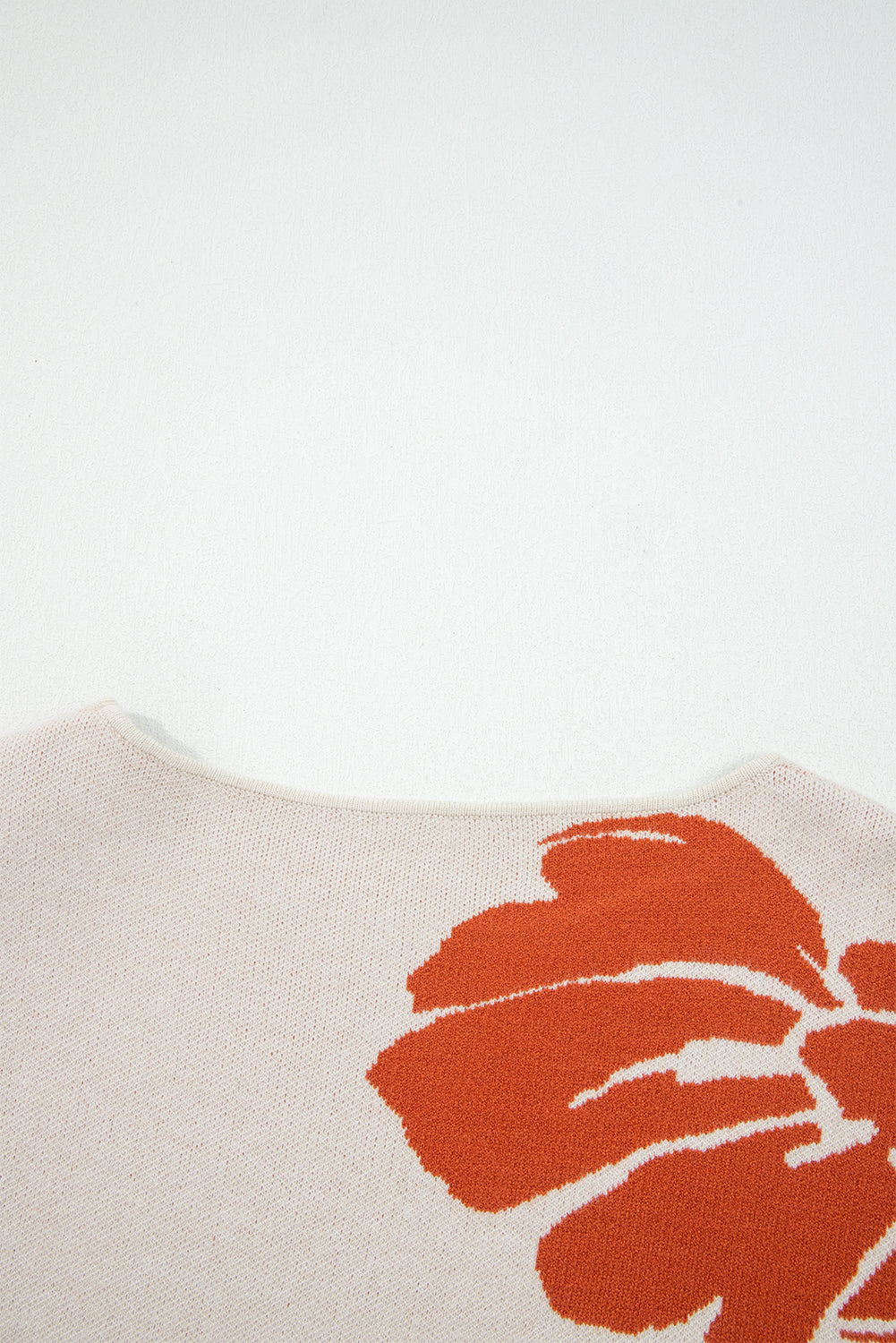 Beige Flower Pattern Drop Sleeve Baggy Sweater - Telah's Boutique