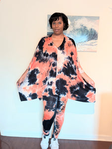 Orange Batwing Tie-Dyed Set