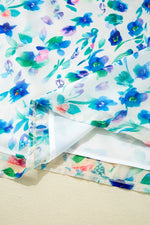 Load image into Gallery viewer, Green Floral Print Pop of Color Split Neck Puff Sleeve Plus Size Blouse - Telah&#39;s Boutique
