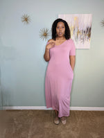 Load image into Gallery viewer, V-NECK SHORT SLEEVE MAXI (Lt. Rose) - Telah&#39;s Boutique
