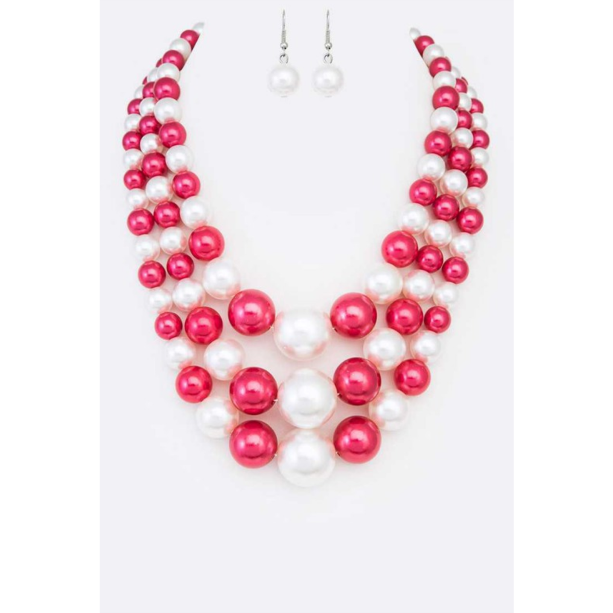 Red & White Pearl Set - Telah's Boutique